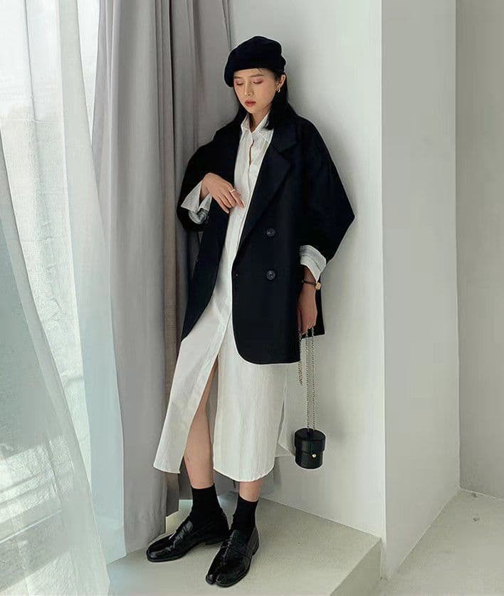 ママコーデ ゆったりシルエットロングジャケット