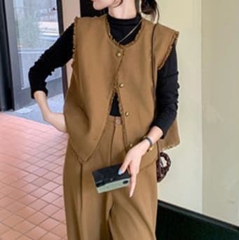 ママコーデ ゆったりベスト付き二点セット