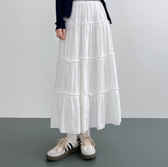 ママコーデ ふんわりティアードロングワンピース