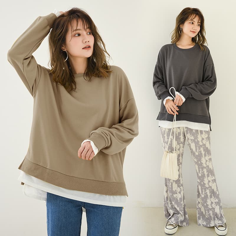 ママコーデ ゆったり着回し楽ちんスエット風カットソー