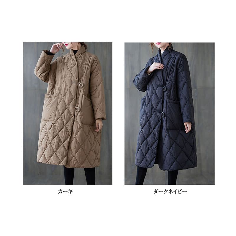 ママコーデ 遠足対応キルティングロングコート