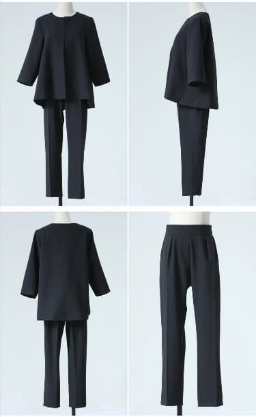 ママコーデ ゆったりノーカラージャケットセットアップ