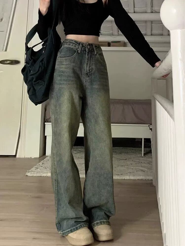 ママコーデ すっきりシルエット ハイウエストワイドパンツ