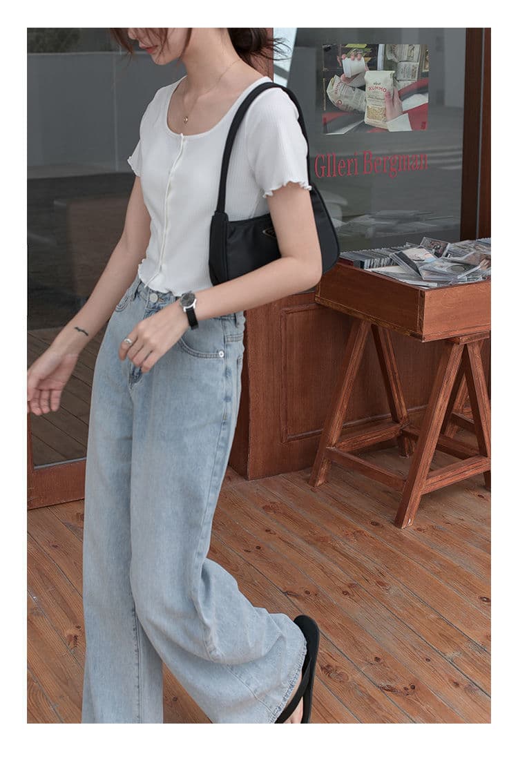 ママコーデ 楽ちんゆったりワイドデニム