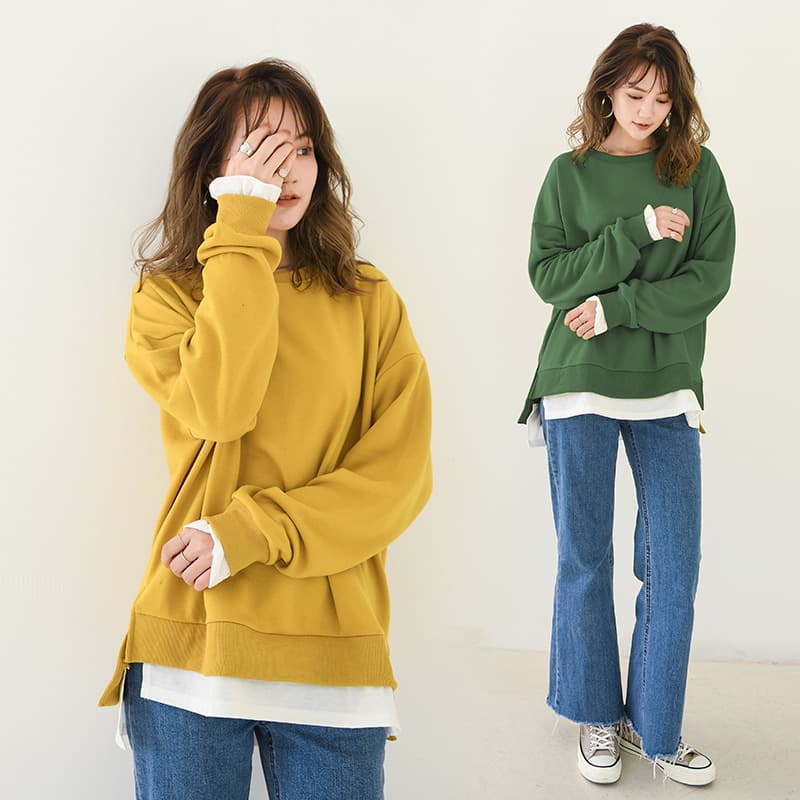 ママコーデ ゆったり着回し楽ちんスエット風カットソー