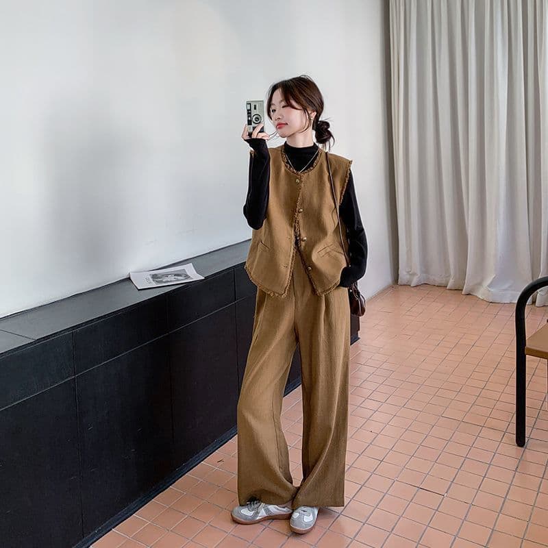 ママコーデ ゆったりベスト付き二点セット