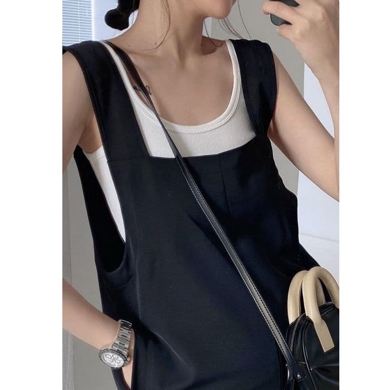 ママコーデ シンプル楽ちんサロペット