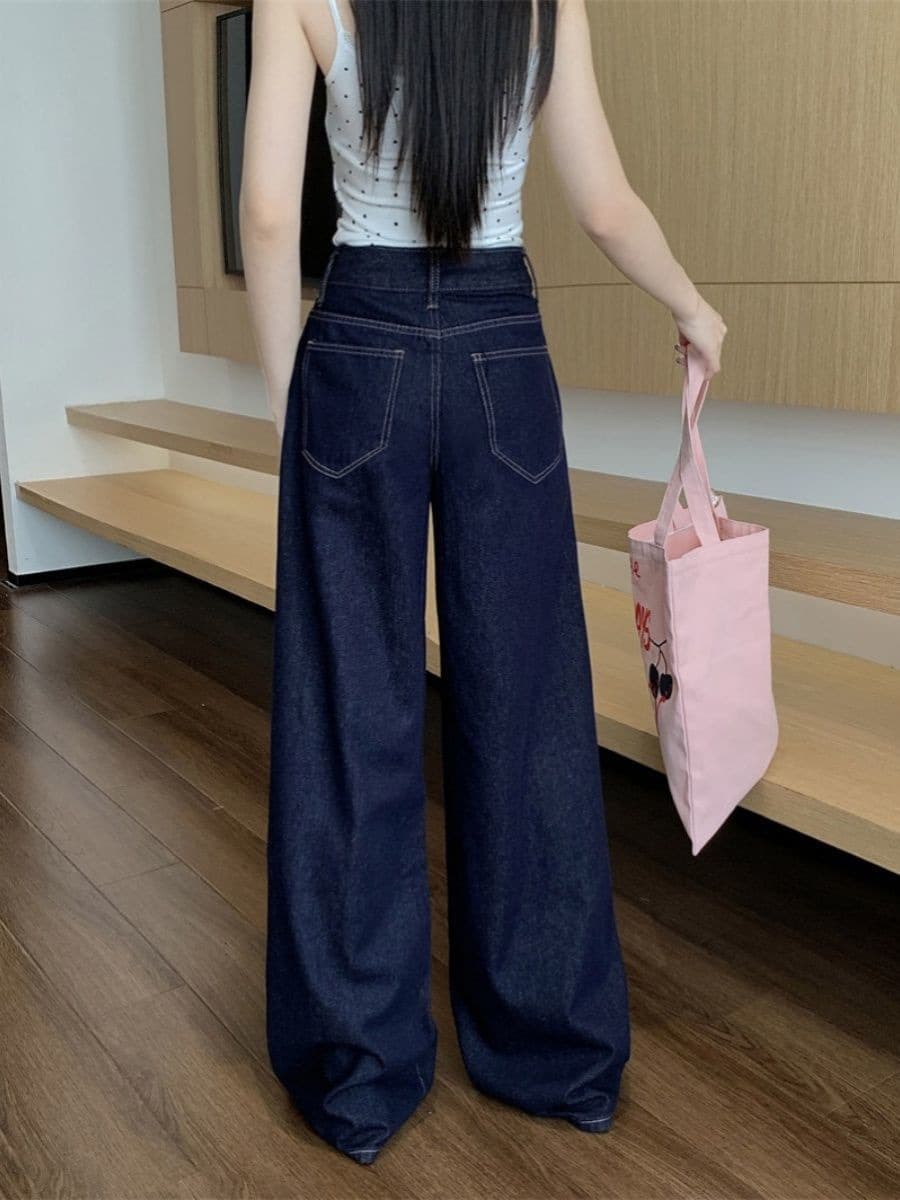 ママコーデ ゆったりワイドデニムパンツ