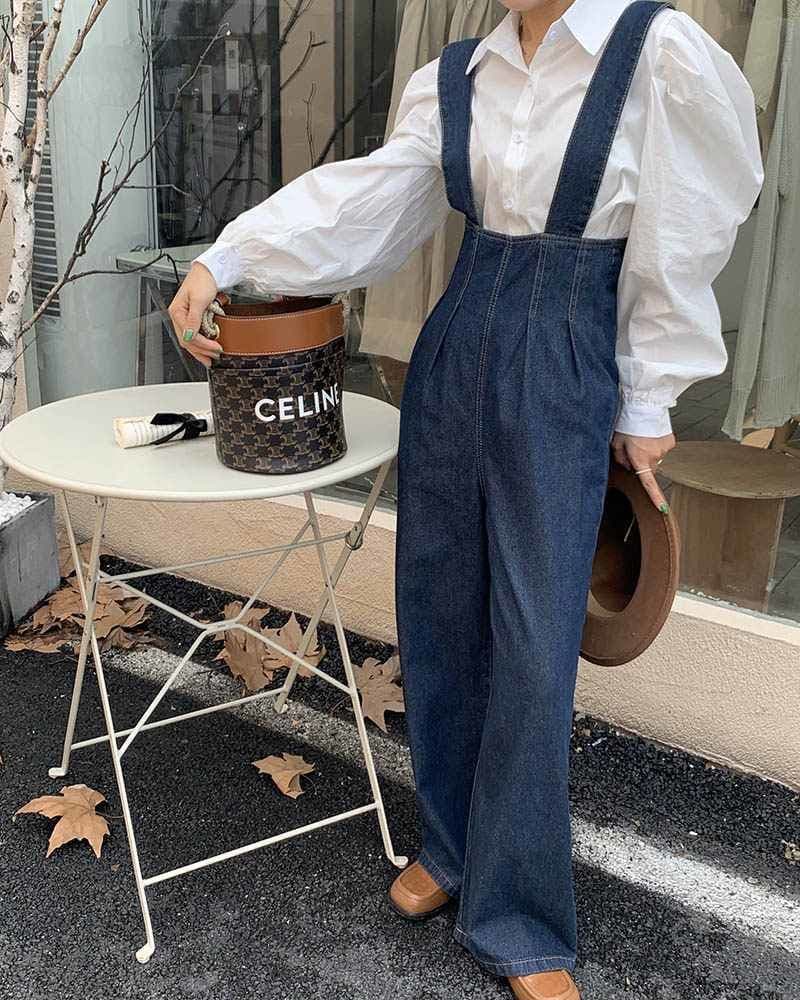 ママコーデ ゆったりシルエット デニムサロペット