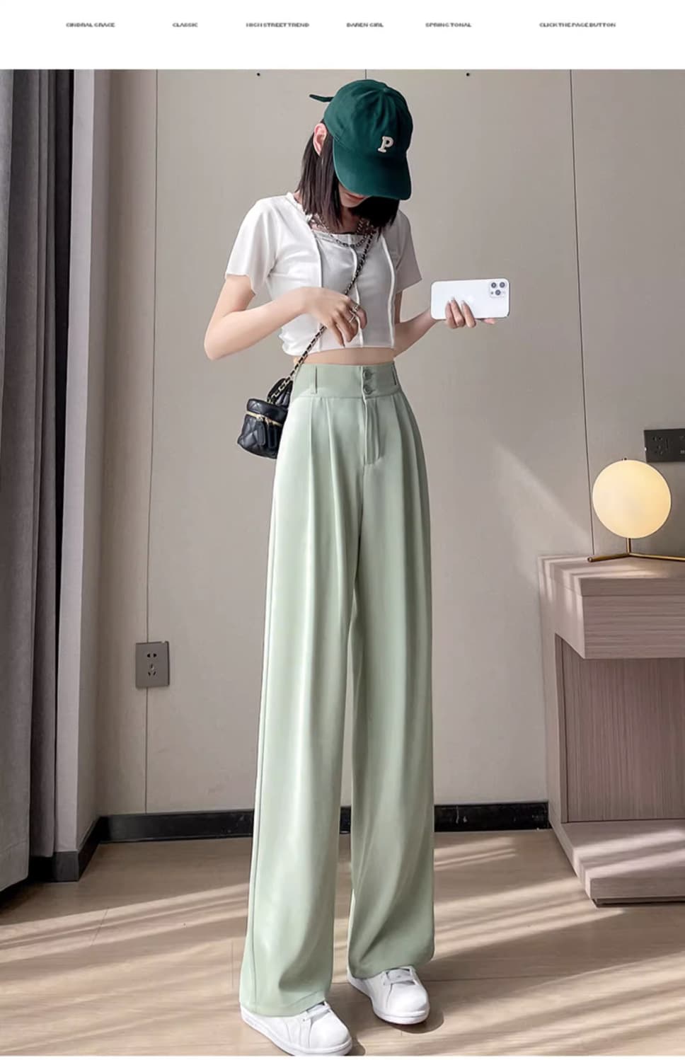ママコーデ ゆったりプリーツワイドスラックス