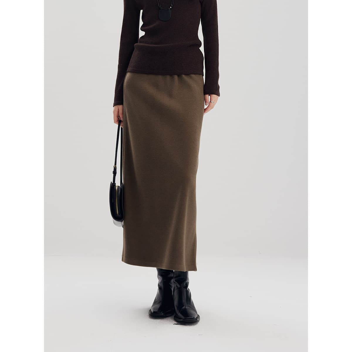ママコーデ シンプルスリットロングスカート
