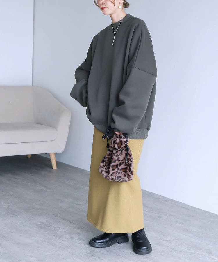 ママコーデ ゆったりシルエット 畦編みボリューム袖スウェット