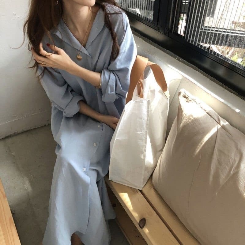 ママコーデ リラックス羽織りシャツワンピース
