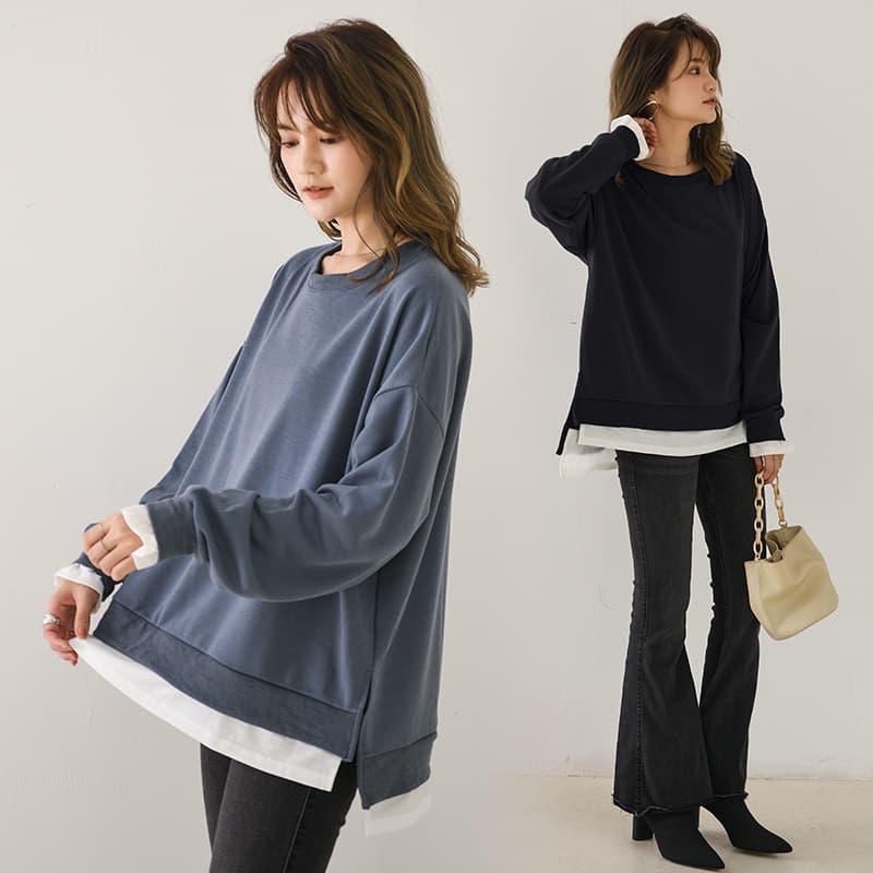 ママコーデ ゆったり着回し楽ちんスエット風カットソー