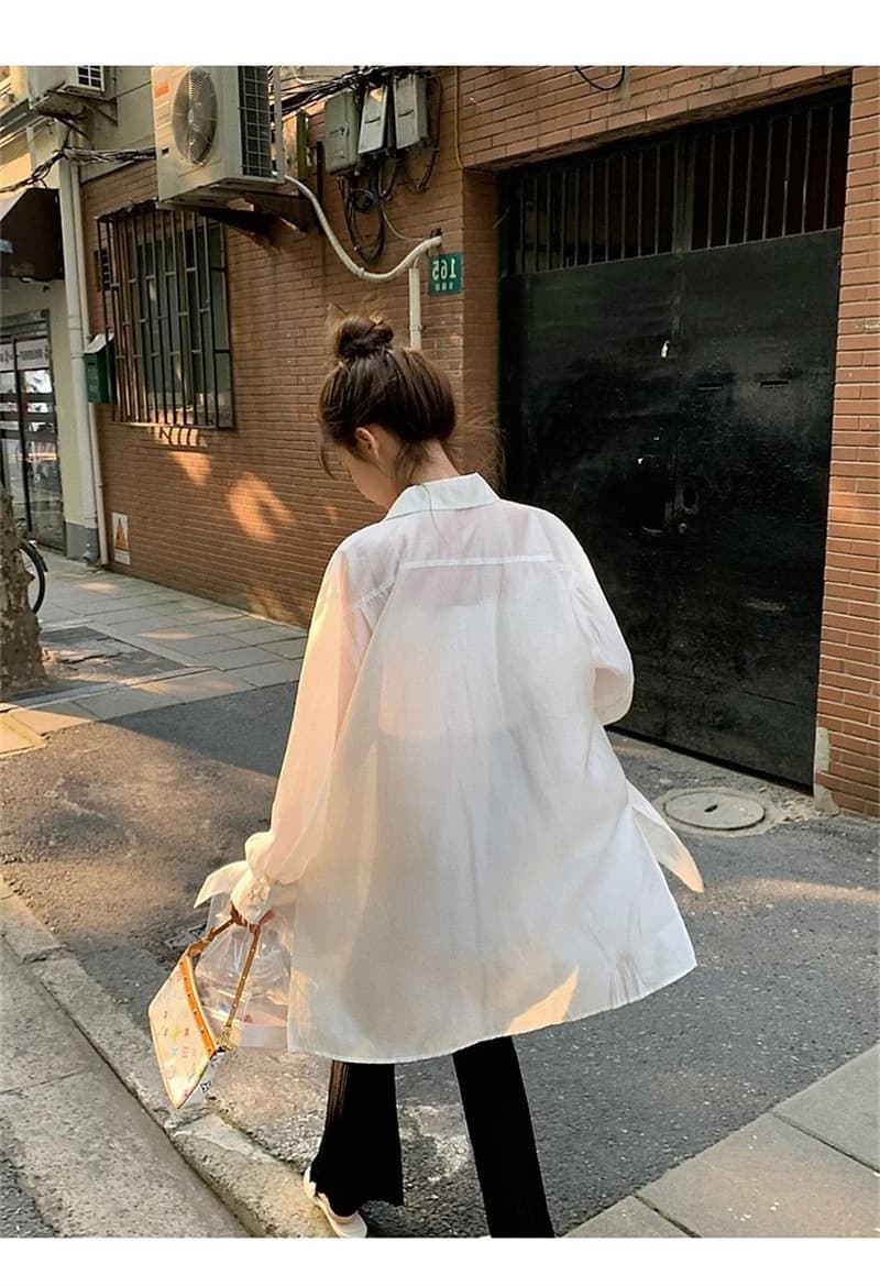 ママコーデ ゆったりシルエット シャツブラウス