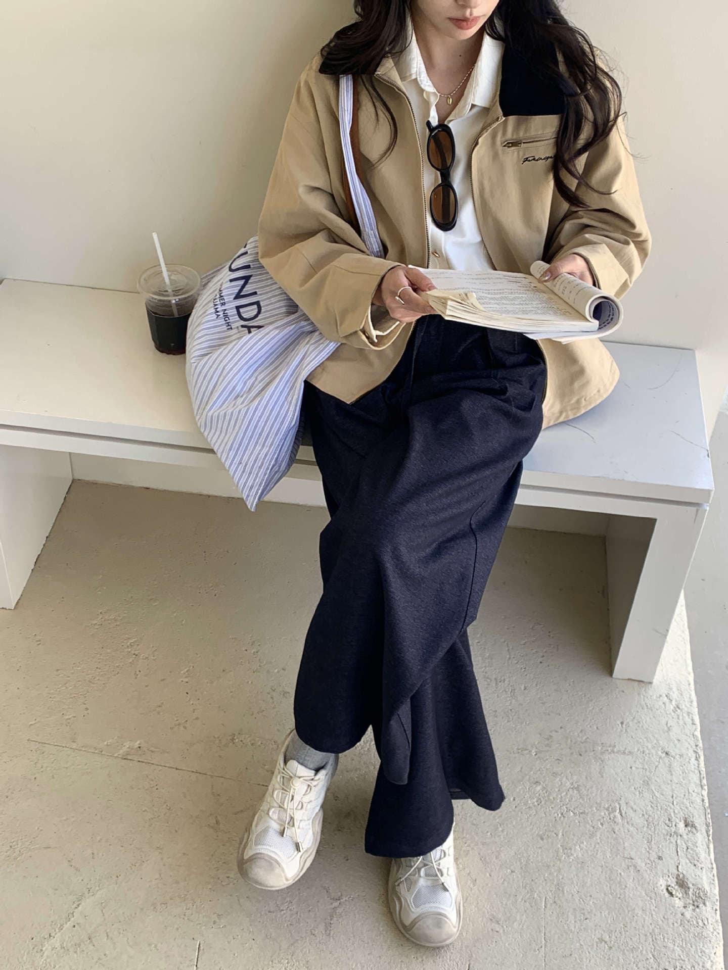 ママコーデ ゆったりリボン付きワイドパンツ