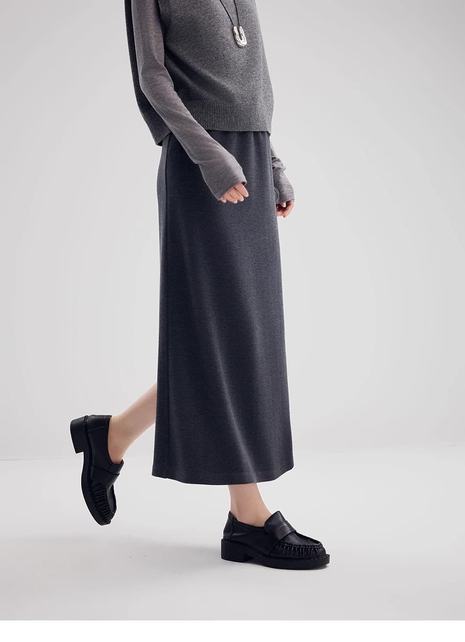 ママコーデ シンプルスリットロングスカート
