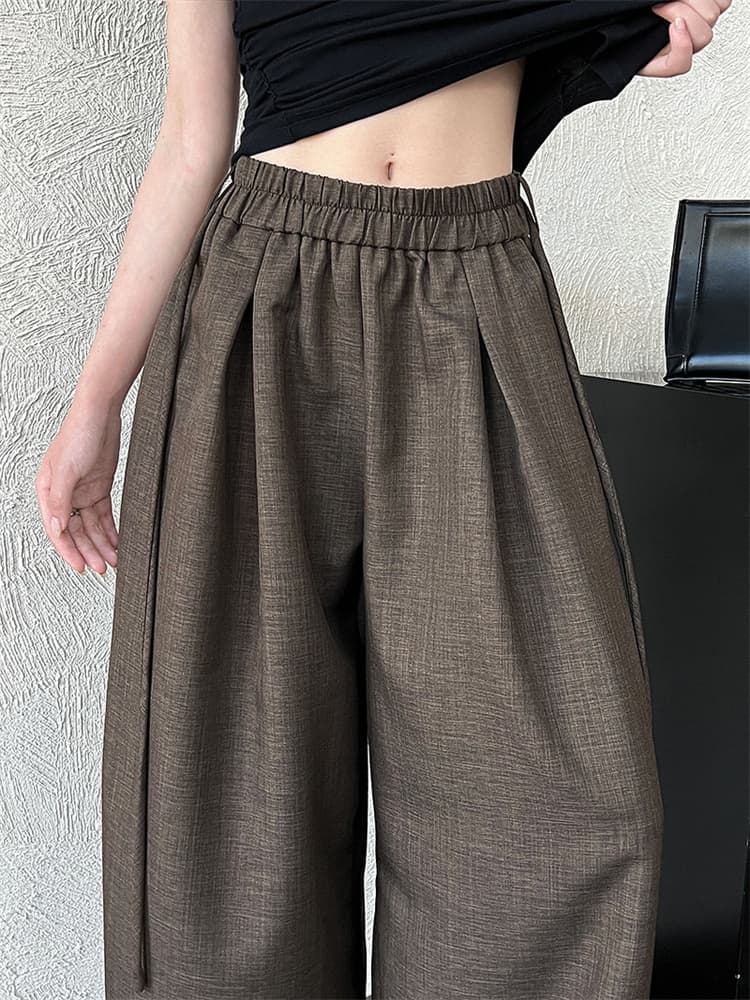 ママコーデ 発表会対応ハイウエスト幅広パンツ秋用直線美脚長丈