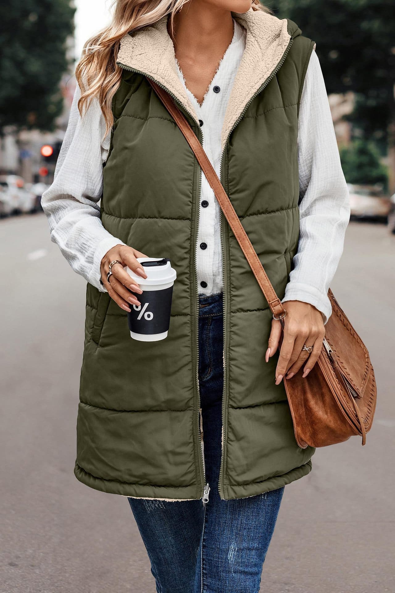 ママコーデ ママのための中綿ロングベスト