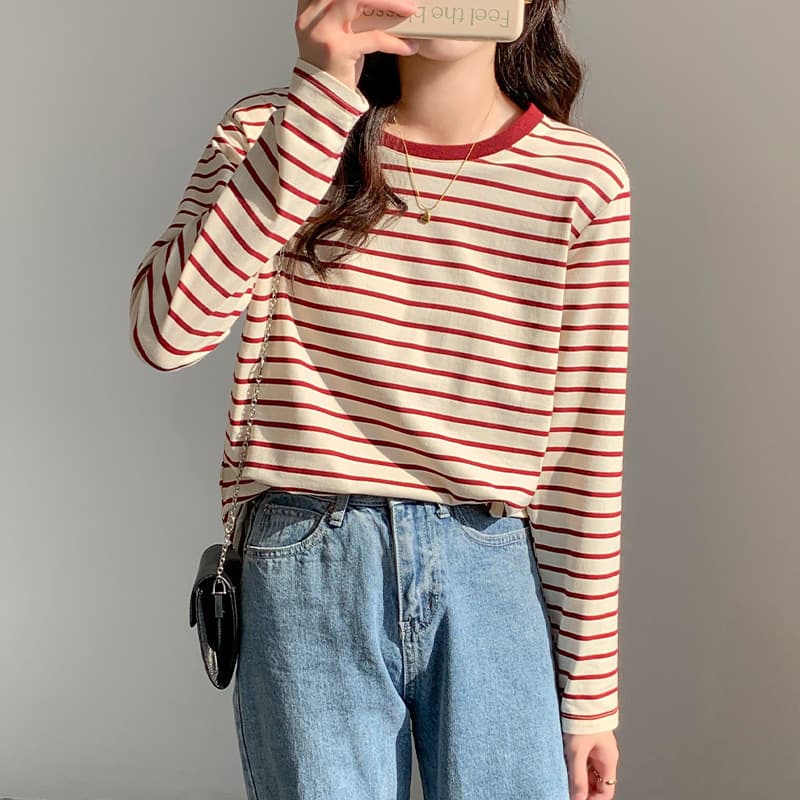 ママコーデ ゆったりボーダーカットソー