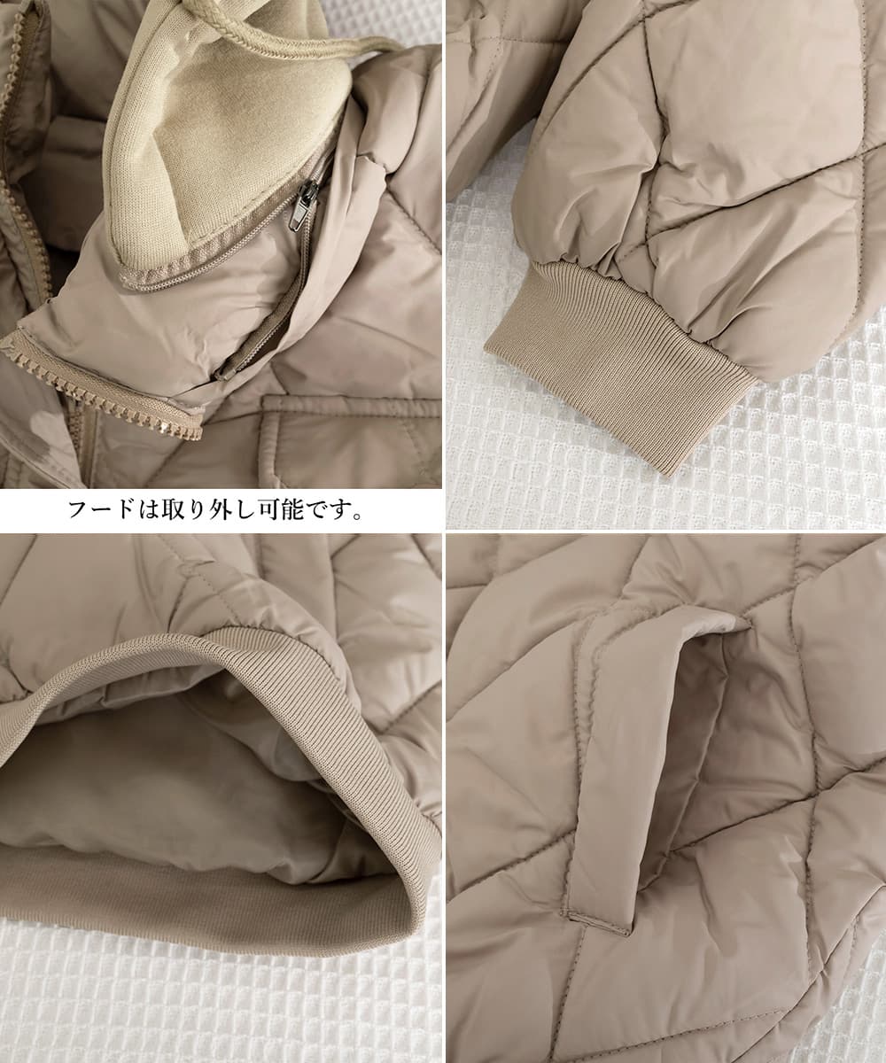 ママコーデ 遠足用中綿入りキルティングブルゾン防寒