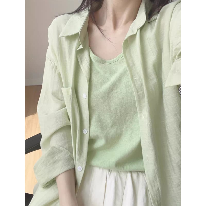 ママコーデ 透け感シャツ重ね着セット