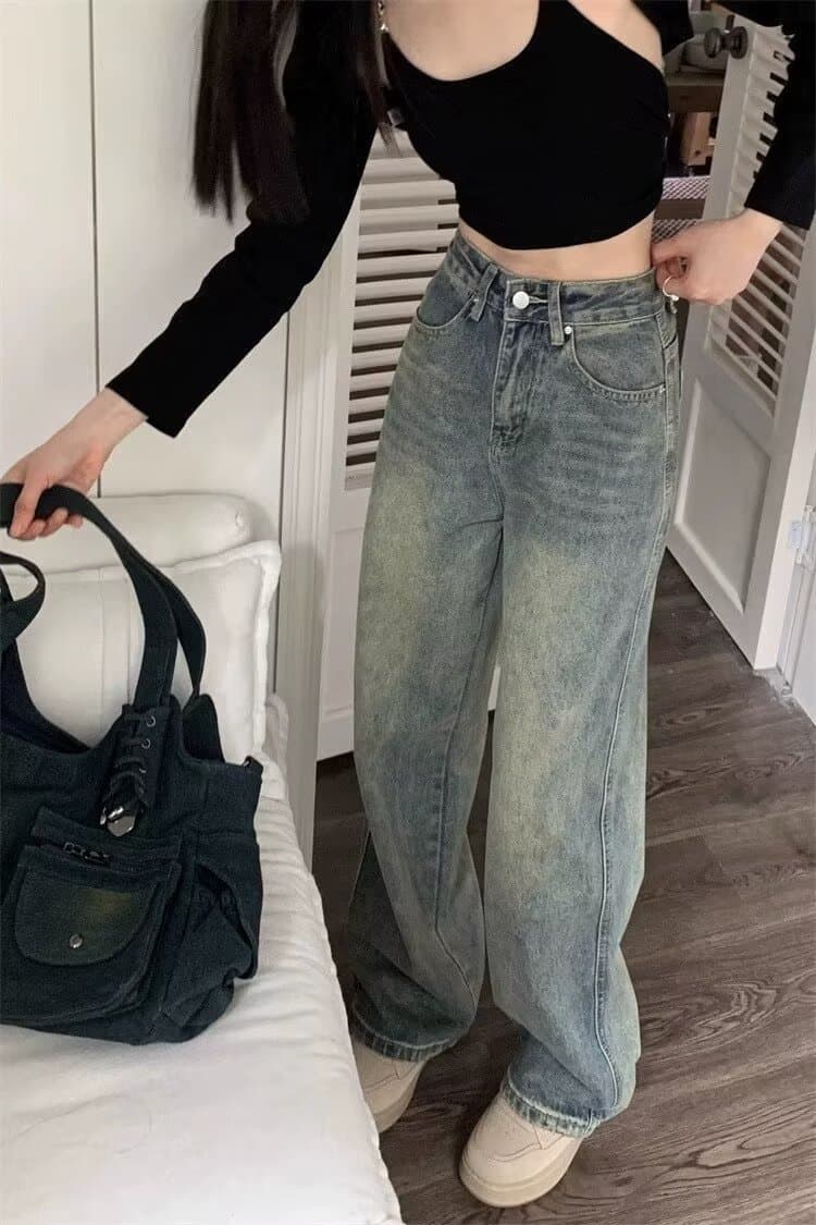ママコーデ すっきりシルエット ハイウエストワイドパンツ