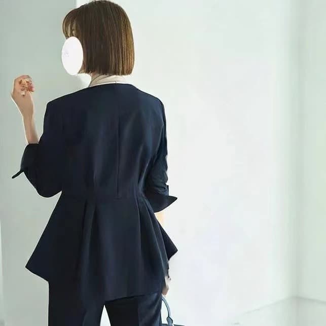 ママコーデ 大人上品プリーツギャザーセットアップ