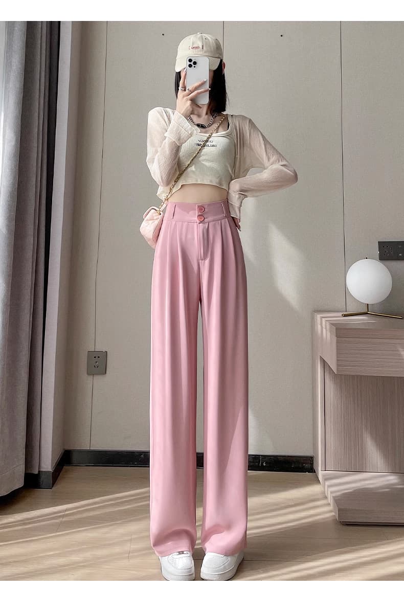 ママコーデ ゆったりプリーツワイドスラックス