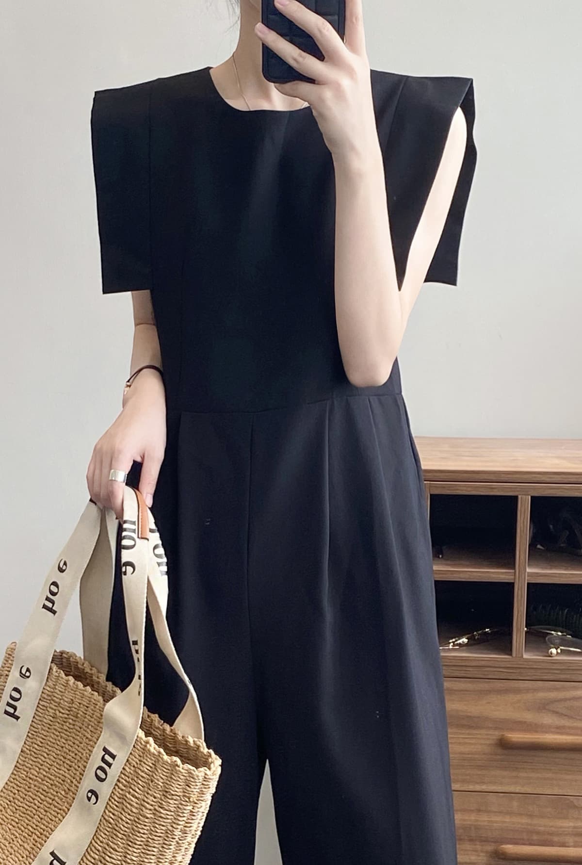 ママコーデ ノースリーブワイドパンツオールインワン