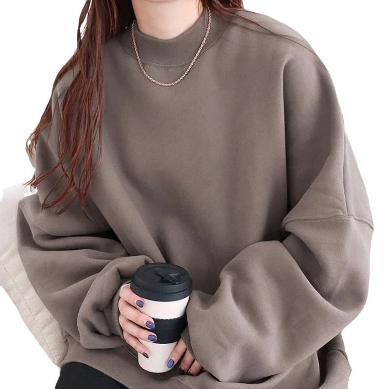 ママコーデ ゆったりシルエット 畦編みボリューム袖スウェット