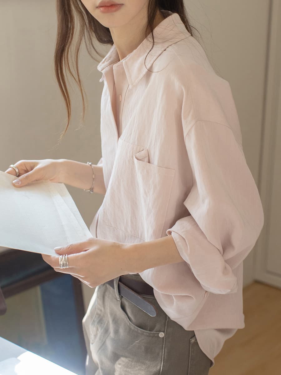 ママコーデ 爽やかゆったりオーバーシャツ