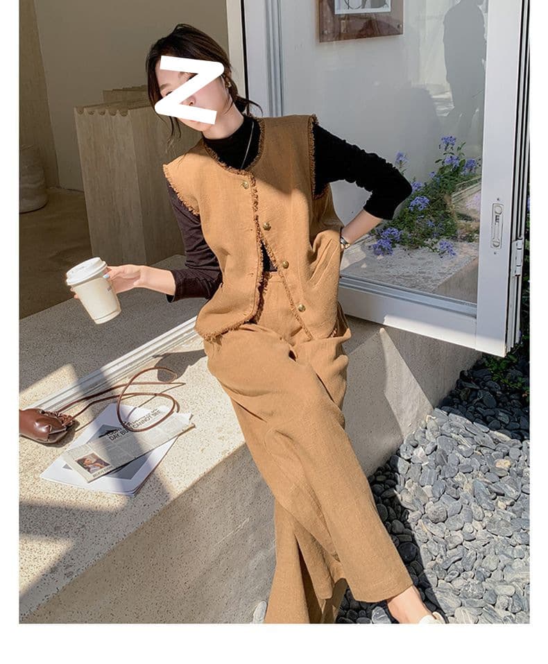 ママコーデ ゆったりベスト付き二点セット