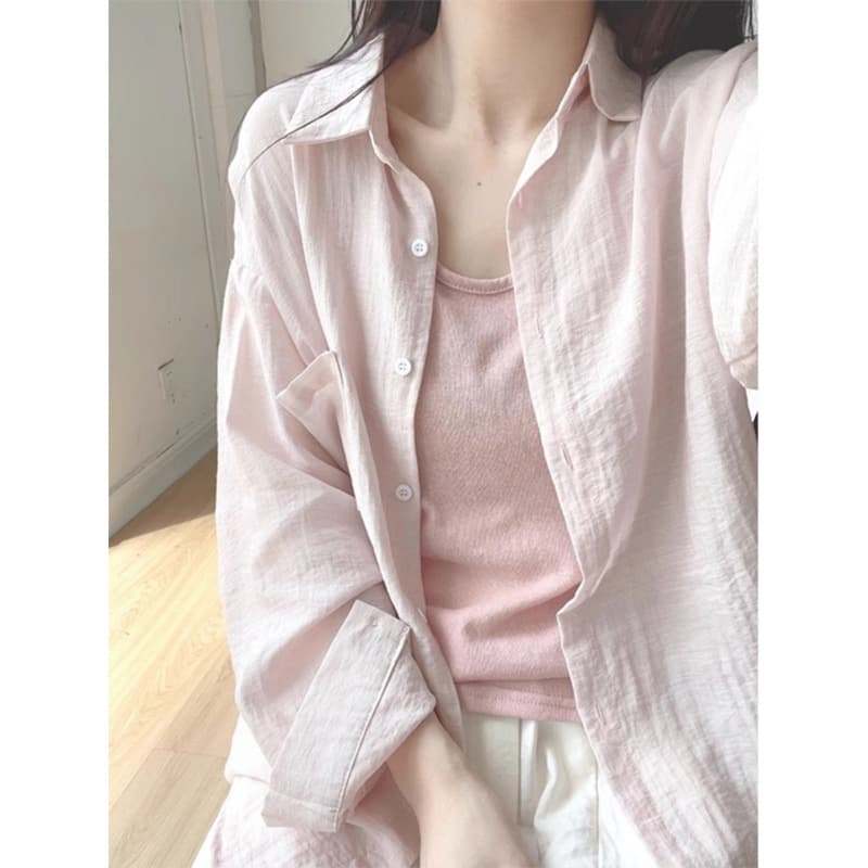 ママコーデ 透け感シャツ重ね着セット