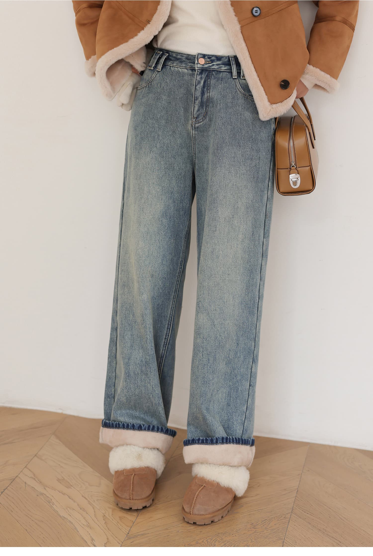 ママコーデ ゆったりストレートデニムパンツ