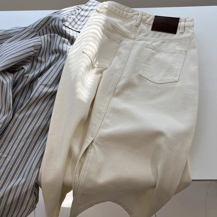 ママコーデ シンプル綿素材ストレートスカート