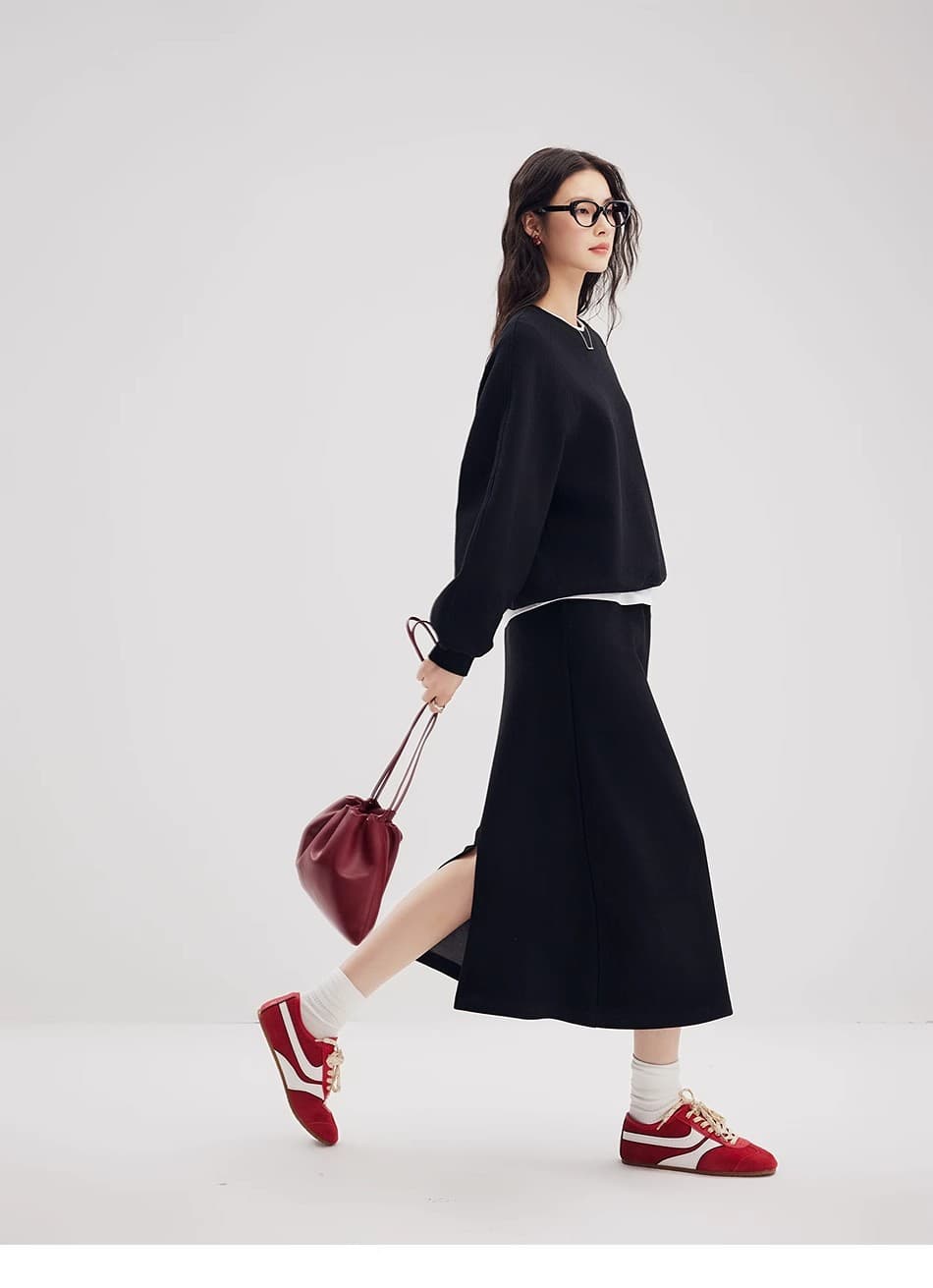 ママコーデ シンプルスリットロングスカート