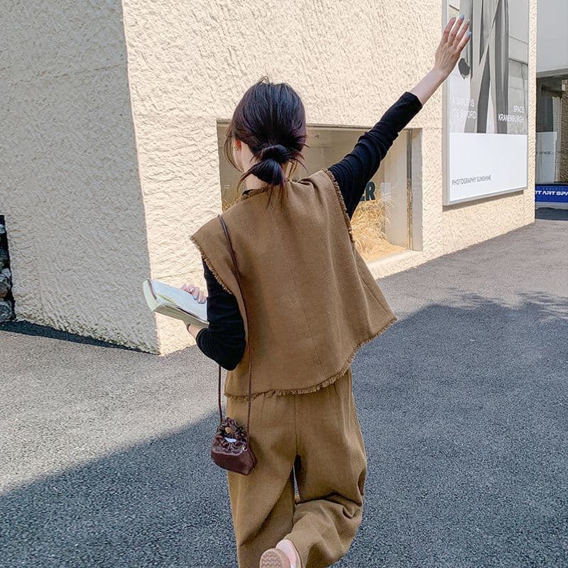 ママコーデ ゆったりベスト付き二点セット