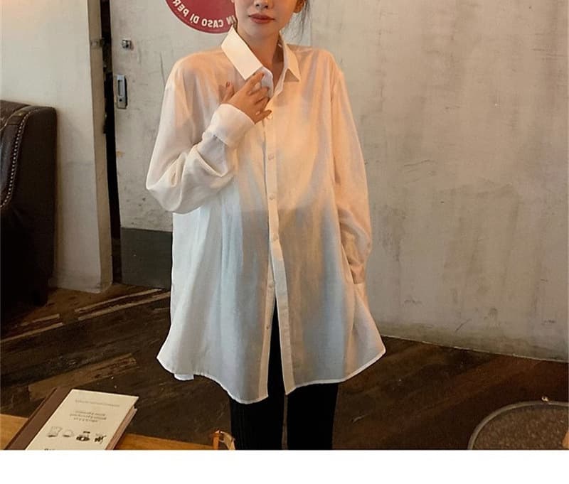 ママコーデ ゆったりシルエット シャツブラウス