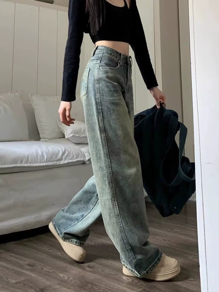 ママコーデ すっきりシルエット ハイウエストワイドパンツ