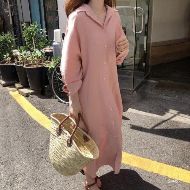 ママコーデ リラックス羽織りシャツワンピース
