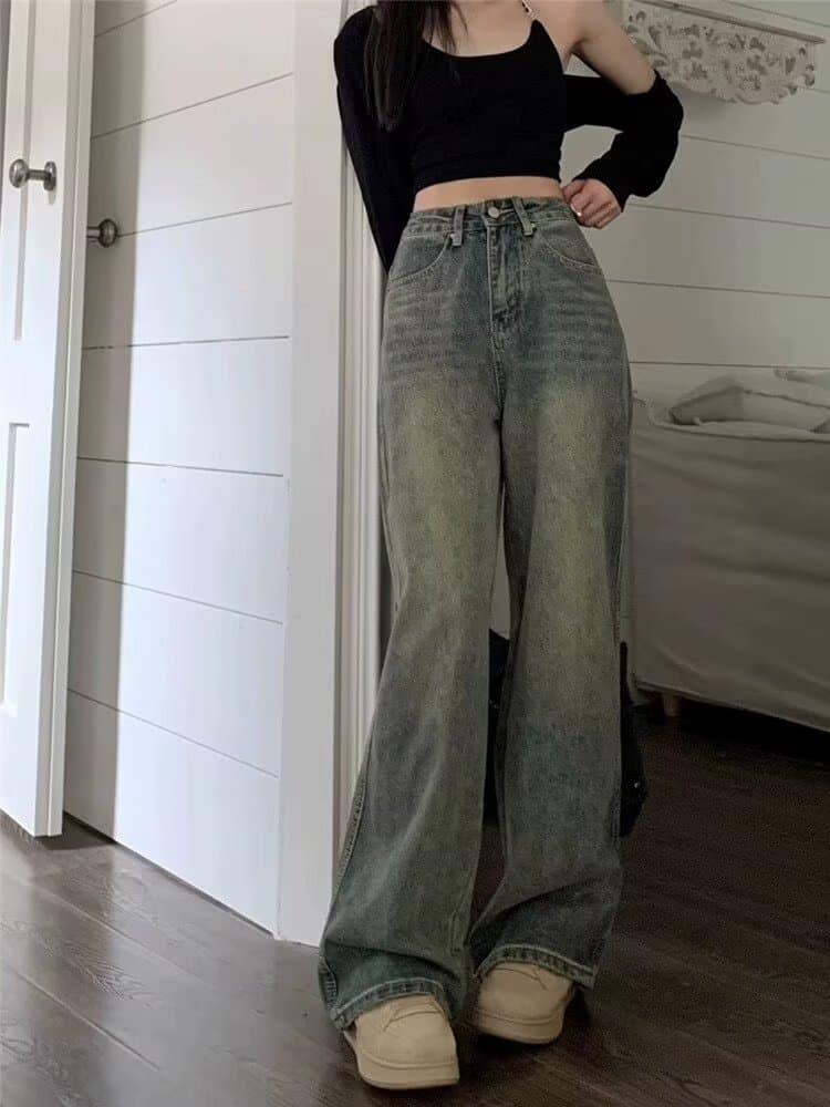 ママコーデ すっきりシルエット ハイウエストワイドパンツ