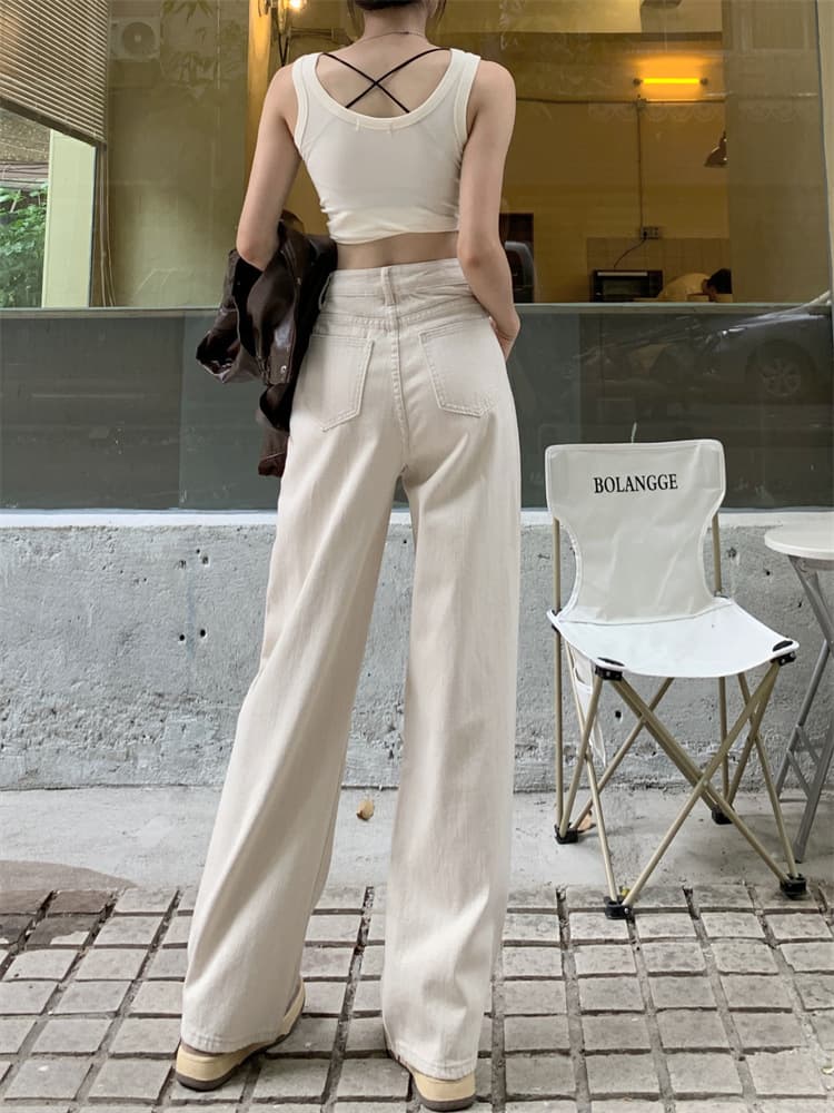 ママコーデ ゆったりワイドシルエットストレートパンツ