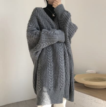 ママコーデ ケーブル編みロングカーディガン レディース カジュアルニット