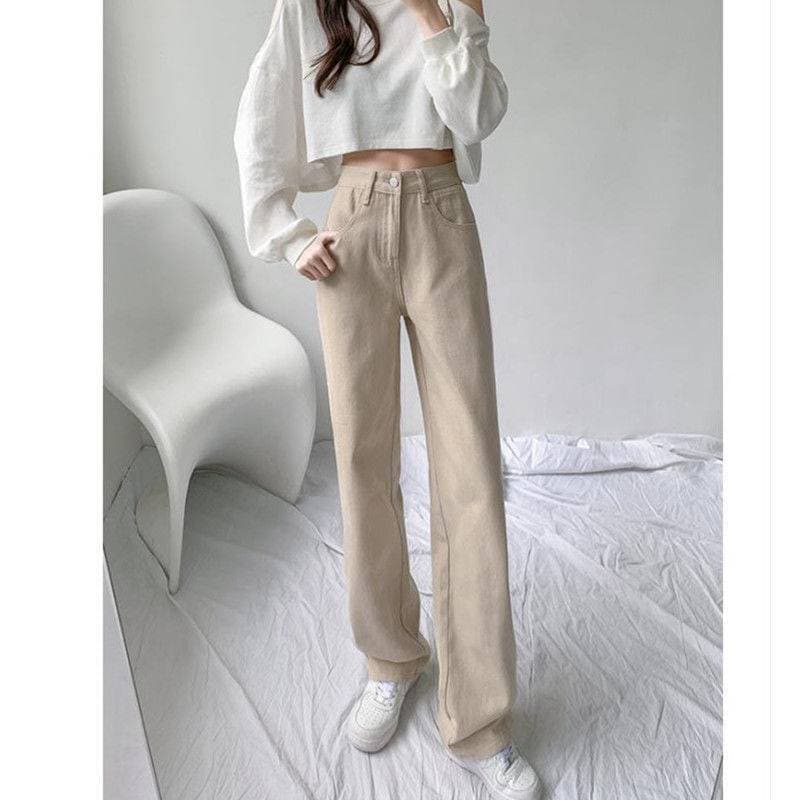 ママコーデ 美脚魅せストレートデニムパンツ